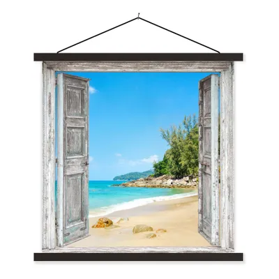 Produktbild von MuchoWow® Textilposter Strand - Ausblick - Sommer - Tropisch 40x40 cm mit schwarzem Rahmen - Fotos