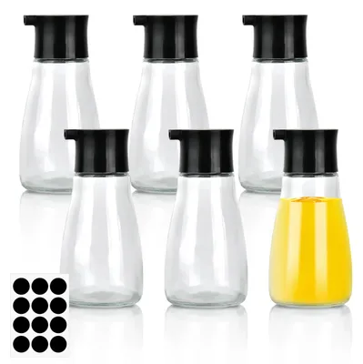 6er-Set Sojasoßen-Dispenser aus Glas, 150 ml, schwarz