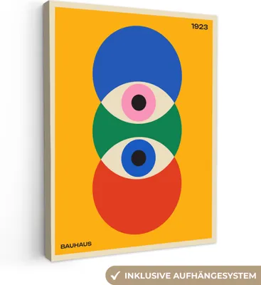 Produktbild von MuchoWow® - Leinwandbilder - Bauhaus - Abstrakt - Vintage - Kunst - Kunst, Wandbild, Wanddeko Bilder Wohnzimmer, 60x80cm