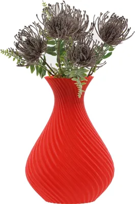 Produktbild von 3D Druck Deko Vase Flasche für Kunstblumen Blumenvase Trockenblumen für Pampasgras Höhe 25cm Rot Vase für Bauklotzblumen
