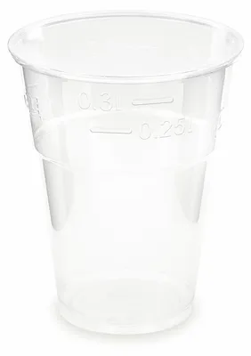 Produktbild von 40x Trinkbecher klar 300 ml 0,3 l Eichstrich PLA ø 85mm