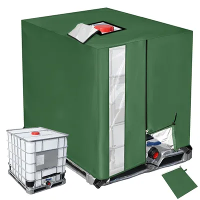 Zdjęcie produktu dla Osłona na zbiornik IBC, wykonana z materiału 210D, z zamkiem i regulowanym sznurkiem