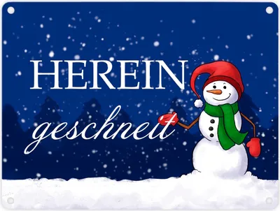 Produktbild von Hereingeschneit Schneemann Metallschild in 15x20 cm