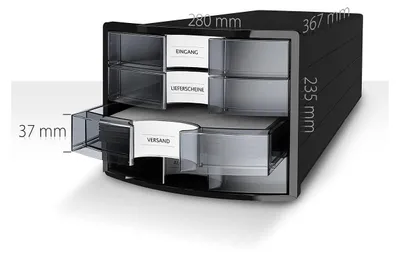 Produktbild von HAN Schubladenbox IMPULS 2.0 Mit 3 Geschlossenen Schubladen Für DIN A4/C4 Inkl, Beschriftungsschilder, Unterlagenbox, Boden Mit Auszugsperre