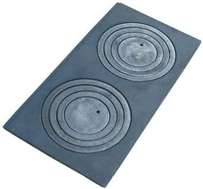 Produktbild von Herdplatte Kochplatte mit Herdringen Ofenplatte 2 Kochfelder Gusseisen 63x31,5cm 4922