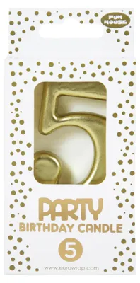 Produktbild von Clairefontaine 6x Goldene Geburstagskerze 5 - 6,3x10,5 cm - Gold 33700-5C