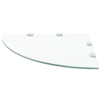 Image de vidaXL Tablette d'angle avec supports chromés Verre transparent 45x45 cm