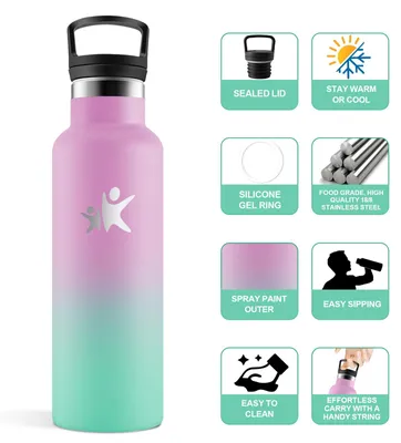 Zdjęcie produktu dla Butelka do picia ze stali nierdzewnej JAPORIA, 500 ml, termos z rurką, wolna od BPA
