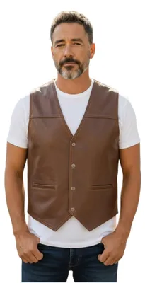 Produktbild von Lederweste Herren Rind Nappa "Alfred" – braun / 2XL