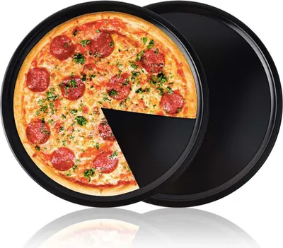 Obrázek produktu pro CANDeal 2 kusy plech na pizzu Plech na pizzu kulatý z modrého plechu Ø 34 cm ideální také na tarte flambée nebo cibulový koláč na gratinování nebo gratinování na grilu