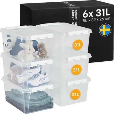 Aufbewahrungsboxen 31 L, 6er-Set, stapelbar, BPA-frei, L50x39x26 cm