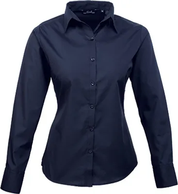 Produktbild von Premier Workwear Baumwolle Classics Popeline Bluse langarm 39.0300 Gr. M navy