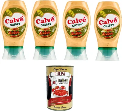 Produktbild von Calvé Salsa Crispy Knusprige Calvé-Sauce 4x 250ml + Italian Gourmet polpa 400gr