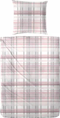 Produktbild von Primera Edelflanell Bettwäsche 155x220 Streifen Karo rosa silber weiß 174146-22