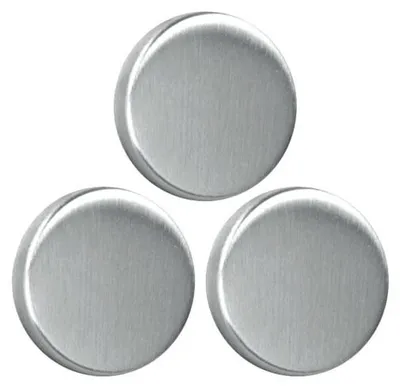 Produktbild von 3 Magnete, rund, gebürsteter Edelstahl, Durchmesser 3,5 cm - Metaltex