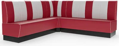 Produktbild von Americano Retro Eckbank | 264x264 cm | Dinerbank Set Rot & Weiß | Gastro Sitzbank mit Ecke