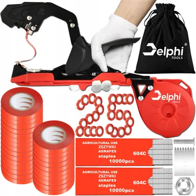 Produktbild von Delphi Tools | Tapener Premium Pflanzenbinder - Gartenwerkzeug - 25x Klebeband 20000 Heftklammern