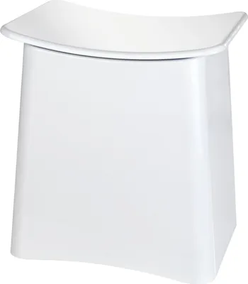 Produktbild von WENKO Badhocker Mod. Wing praktischer Hocker mit Wäschekorb und Deckel herausnehmbarer Wäschesack Kunststoff 33 L Maße 45 x 48 x 33 cm Farbe Weiß