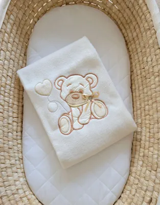 Produktbild von Fleecedecke für Babys - Teddybär mit Schleife, creme