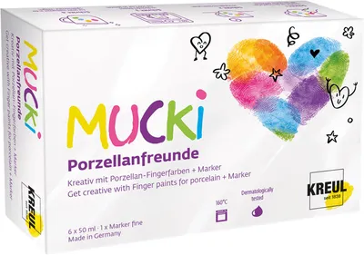 Produktbild von Kreul Kinder MUCKI Porzellan Fingerfarbe und Marker Set 6x50ml