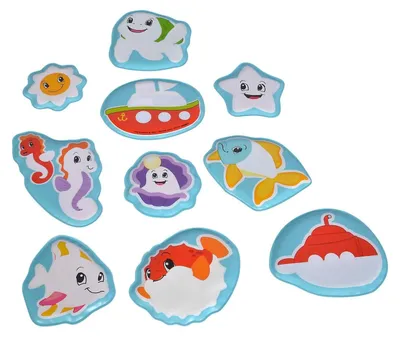 Produktbild von Badsticker Badpuzzel Badspielzeug - Set mit 10 Stück - Farbwechsel im Wasser - Ab 12 Monaten