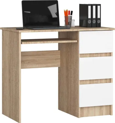 Image de Bureau ZORLAN - chêne sonoma / blanc, version droite