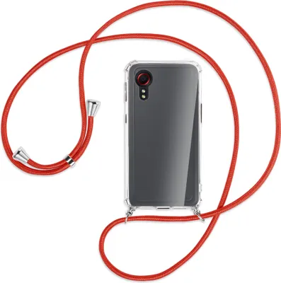 Produktbild von Handykette Backcover-Schutzhülle mit Band (Metall silberfarben) für Samsung Galaxy Xcover 5 (G525) - rot