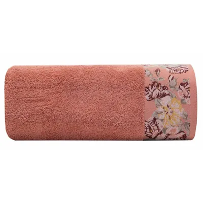 Obrázok produktu pre Uterák Elsa 70x140 cm oranžový 100% bavlna kvetinový vzor