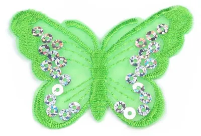 1 Schmetterling - Aufbügler mit Pailletten, ca. 52x72mm, #1grün