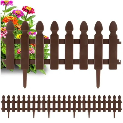 Image de Vilde | Lot de 4 Bordures de Jardin 195 cm - Marron - Clôture de Pelouse et Parterre - Résistant aux Intempéries - Flexible