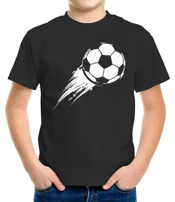 Produktbild von Kinder T-Shirt Jungen Fußball-Motiv Sport-Kleidung Geschenk für Jungen Fußballfan Moonworks® schwarz 129-140 (9-10 Jahre)