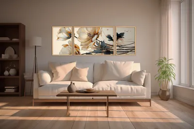 Produktbild von Wallity, Elegantes Dekoratives Wandbild (3 Teile), 50 x 35 cm (2 Stück) & 50 x 70 cm (1 Stück) | 100% MDF (3 mm) & 100% Massivholzrahmen (2 cm) | Perfekt für stilvolle Wohnräume.