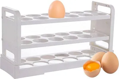 Zdjęcie produktu dla Pudełko do przechowywania jajek Famanu - 36 przegródek - możliwość układania w stos - plastik - białe