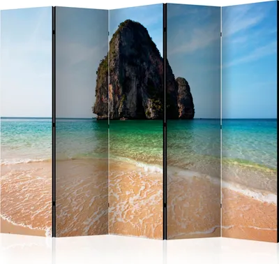 Produktbild von Akusticher Raumteiler Landschaft Foto Paravent 225x172 cm beidseitig auf Vlies-Leinwand bedruckt Akustikschaum Trennwand Spanische Wand Sichtschutz Home Office Meer Strand Sommer c-C-0258-z-c