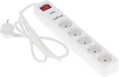 Produktbild von 5 fach Steckdosenleiste mit Kippschalter, 2x USB, Mehrfachsteckdose, Steckerleiste