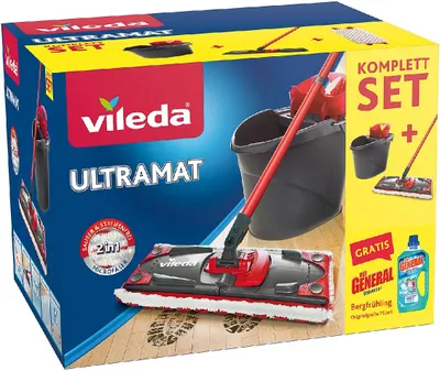 Immagine prodotto di Vileda wiper ULTRAMAX 2in1 box, incl. floor cleaner, floor wiper (black/red, incl. 750ml Vileda floor cleaner)