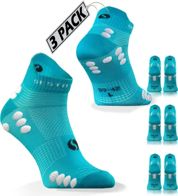 Produktbild von Sesto Senso Quarter Sportsocken – elastisch und atmungsaktiv, ideal für Laufen, Radfahren und Wandern, Unisex Herren Damen, Türkis, Größe 39-42, 3 Paar