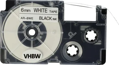 Produktbild von vhbw Schriftband-Kassette Ersatz für Casio XR-6WE1, XR-6WE für Etiketten-Drucker 8m x 6mm Schwarz auf Weiß