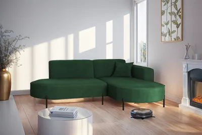 Produktbild von Ecksofa Designersofa VALENCIA XS in Stoff Noel Dunkelgrün Ottomane Rechts