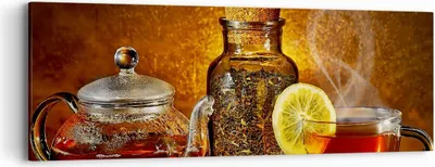 Produktbild von Bild auf Leinwand - Leinwandbild - Asien tee geschmack gesundheit - 90x30cm - Wand Bild - Wanddeko - Leinwanddruck - Bilder - Kunstdruck - Wanddekoration - Leinwand bilder - Wandkunst - AB90x30-2434