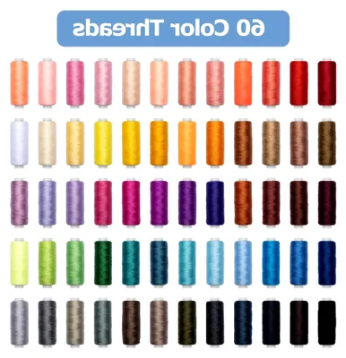 Produktbild von Nähgarn Set mit 60 Farben für Nähmaschinen, 250 Yard (230 Meter) Nähgarn aus 100% Polyester, inklusive Nadeln, Einfädler und Stecknadeln