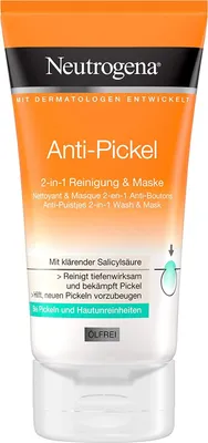 Produktbild von Neutrogena Anti-Pickel 2-in-1 Reinigung & Maske, 150 ml, Salicylsäure, für unreine & sensible Haut