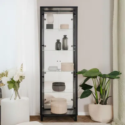 Immagine prodotto di Vetrina colore nero con 2 ante e 4 ripiani Albi52B 62x33x189H