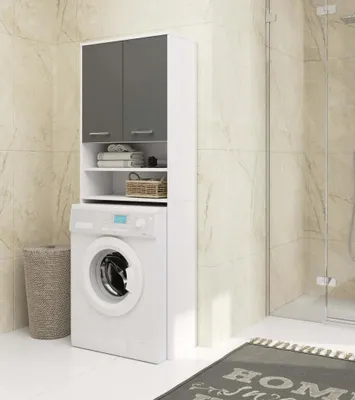 Produktbild von Badezimmerschrank über der Waschmaschine MERALYA - weiß/grau