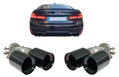 Produktbild von Auspuff Schalldämpfer Tipps für BMW 5 G30 G31 G38 16-20 6 G32 16-20 540i Look Schwarz.