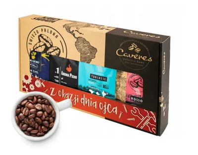 Zdjęcie produktu dla Zestaw Prezentowy 4 Świeżo Palonych Kaw Ziarnistych (4x250g) na Dzień Ojca, Dzień Taty - Rzemieślnicza Palarnia Kawy Premium