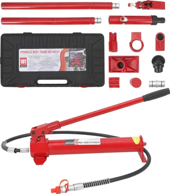 Immagine prodotto di Set di martinetti idraulici - Martinetto per auto 4 t - Cilindro idraulico per carichi pesanti - Con valigetta di trasporto - Per officine automobilistiche e riparazione telai