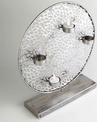 Produktbild von Casablanca Teelichtleuchter 'Purley', 38,5 cm, antik-silber