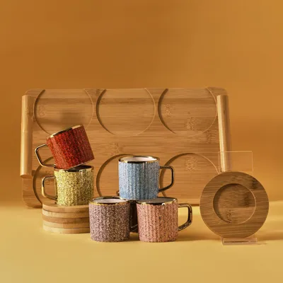 Kaffeemokkenset 6-tlg. mit Tablett, 90 ml, Porzellan, weiß