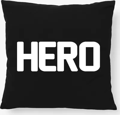 Produktbild von Huuraa Kissen Hero Held 40x40cm mit Füllung Black Baumwolle Dekokissen Geschenkidee